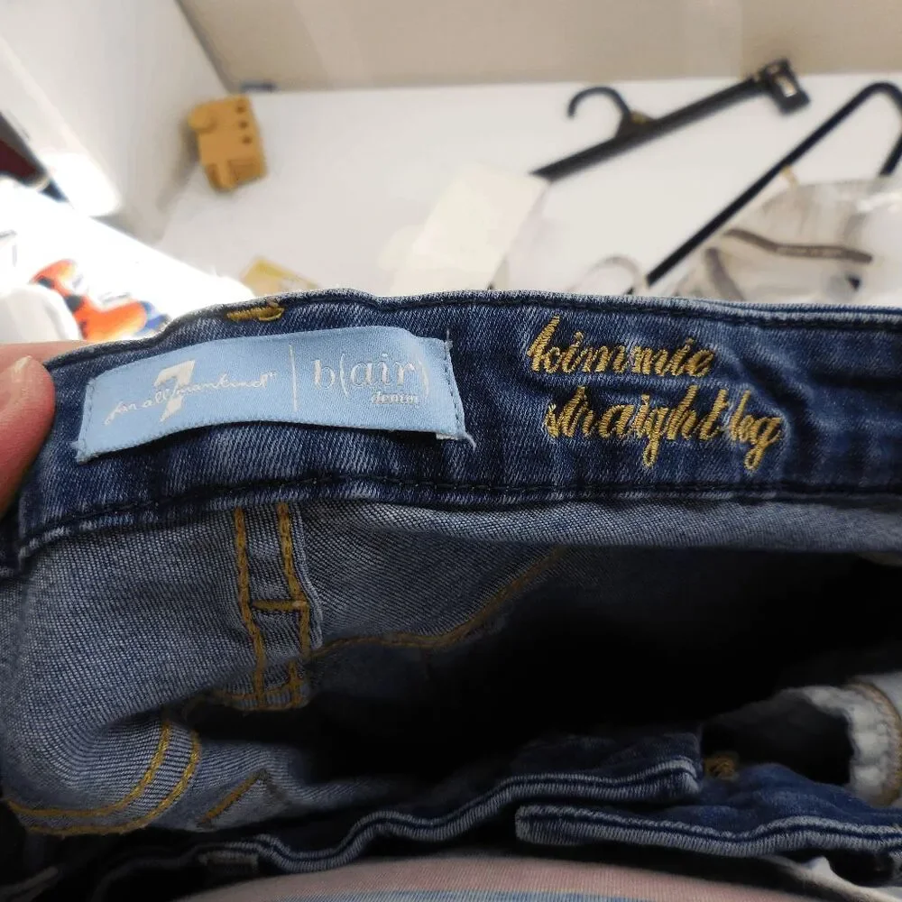 7 For All Mankind Kimmie Straight Leg Jeans Women's Size 32 Dark Wash Denim - Picture 8 of 10